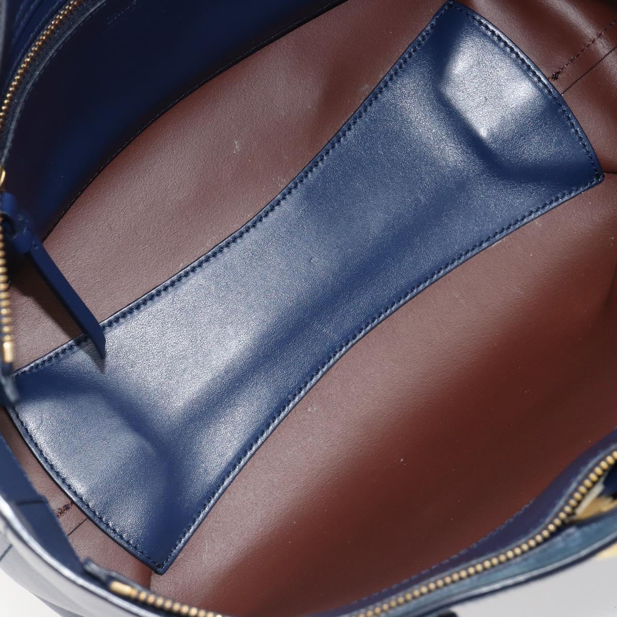 Chloe Tote Bag Leather Blue Gold Auth 184989A