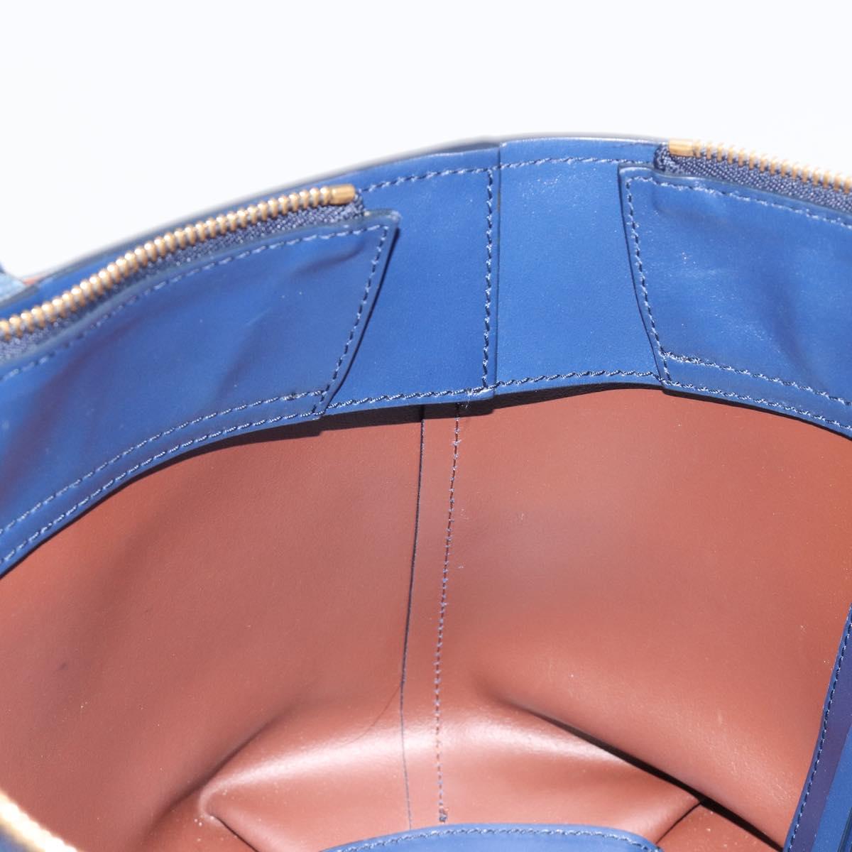 Chloe Tote Bag Leather Blue Gold Auth 184989A
