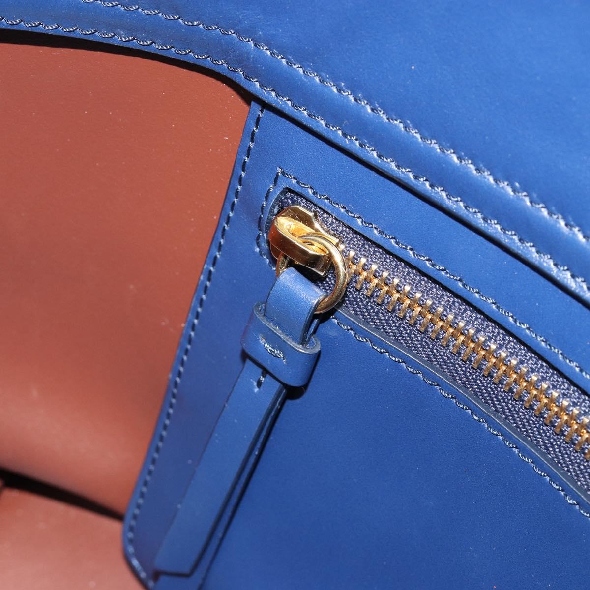 Chloe Tote Bag Leather Blue Gold Auth 184989A