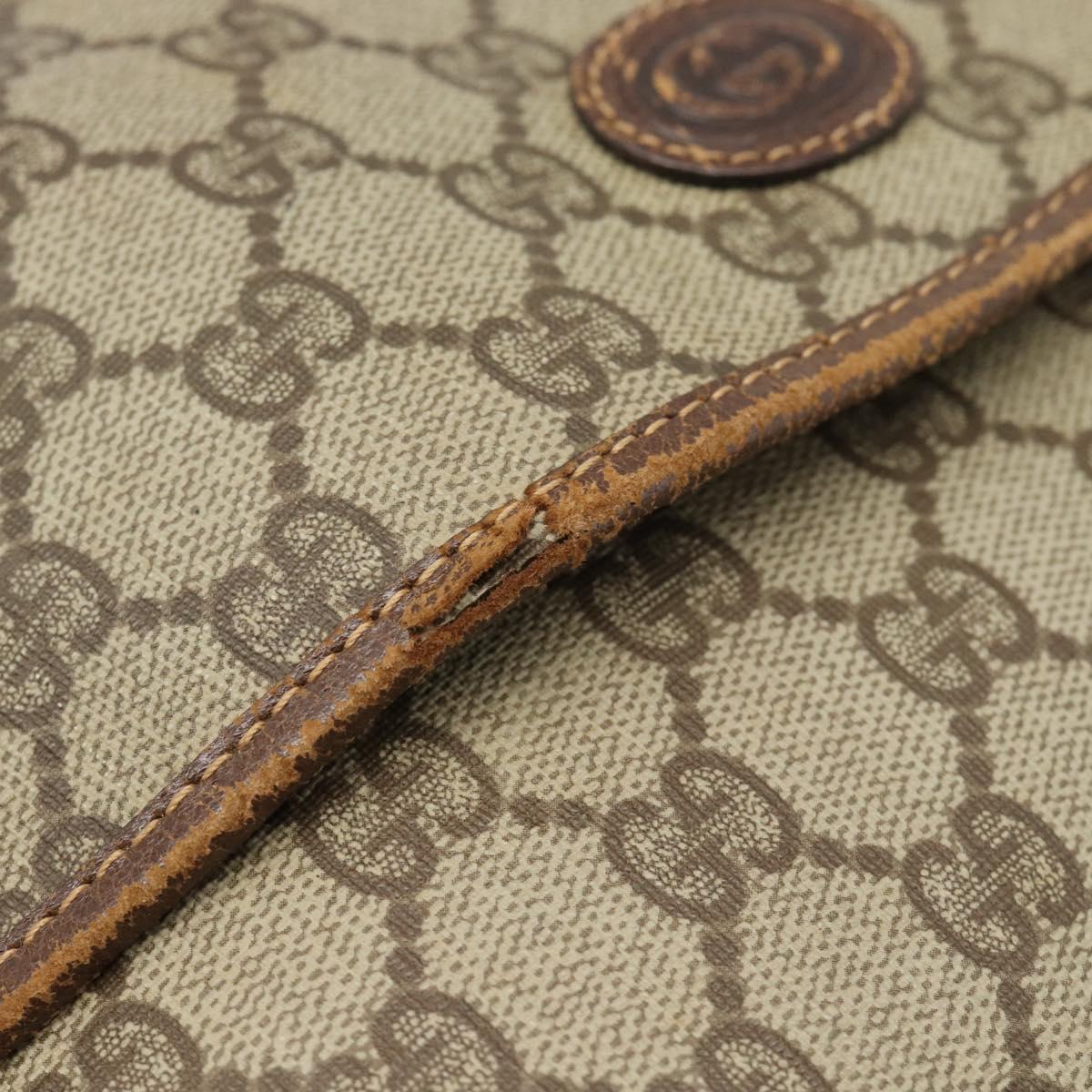 GUCCI GG Supreme Clutch Bag PVC Beige Gold 004 39 6092 Auth 184990