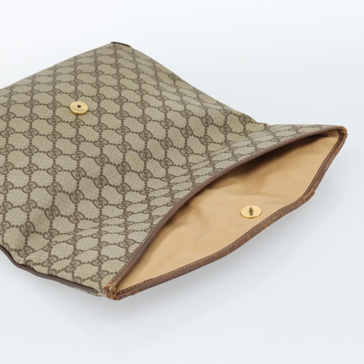 GUCCI GG Supreme Clutch Bag PVC Beige Gold 004 39 6092 Auth 184990