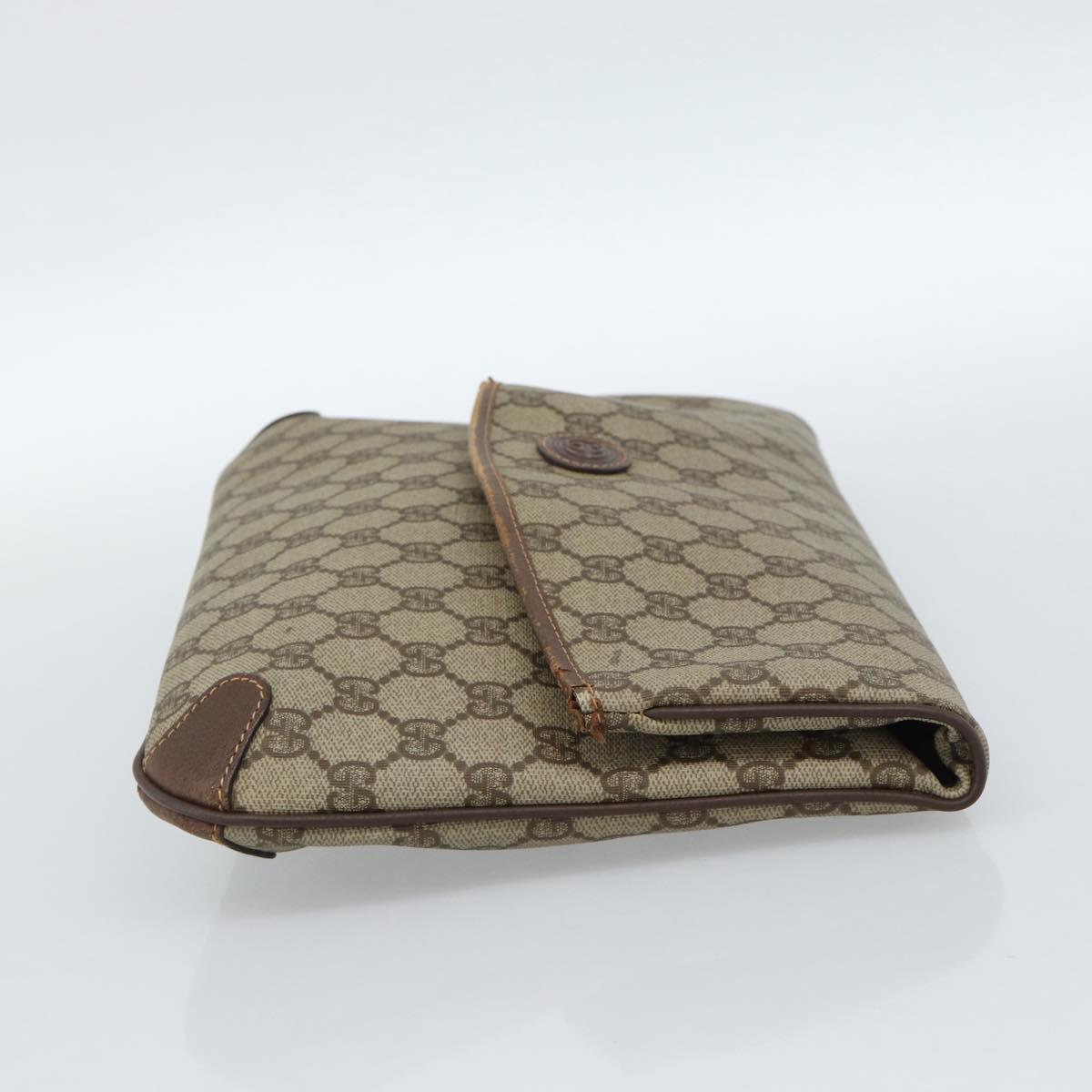 GUCCI GG Supreme Clutch Bag PVC Beige Gold 004 39 6092 Auth 184990