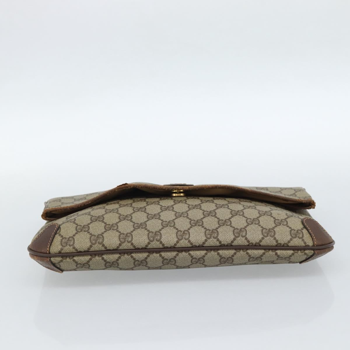 GUCCI GG Supreme Clutch Bag PVC Beige Gold 004 39 6092 Auth 184990