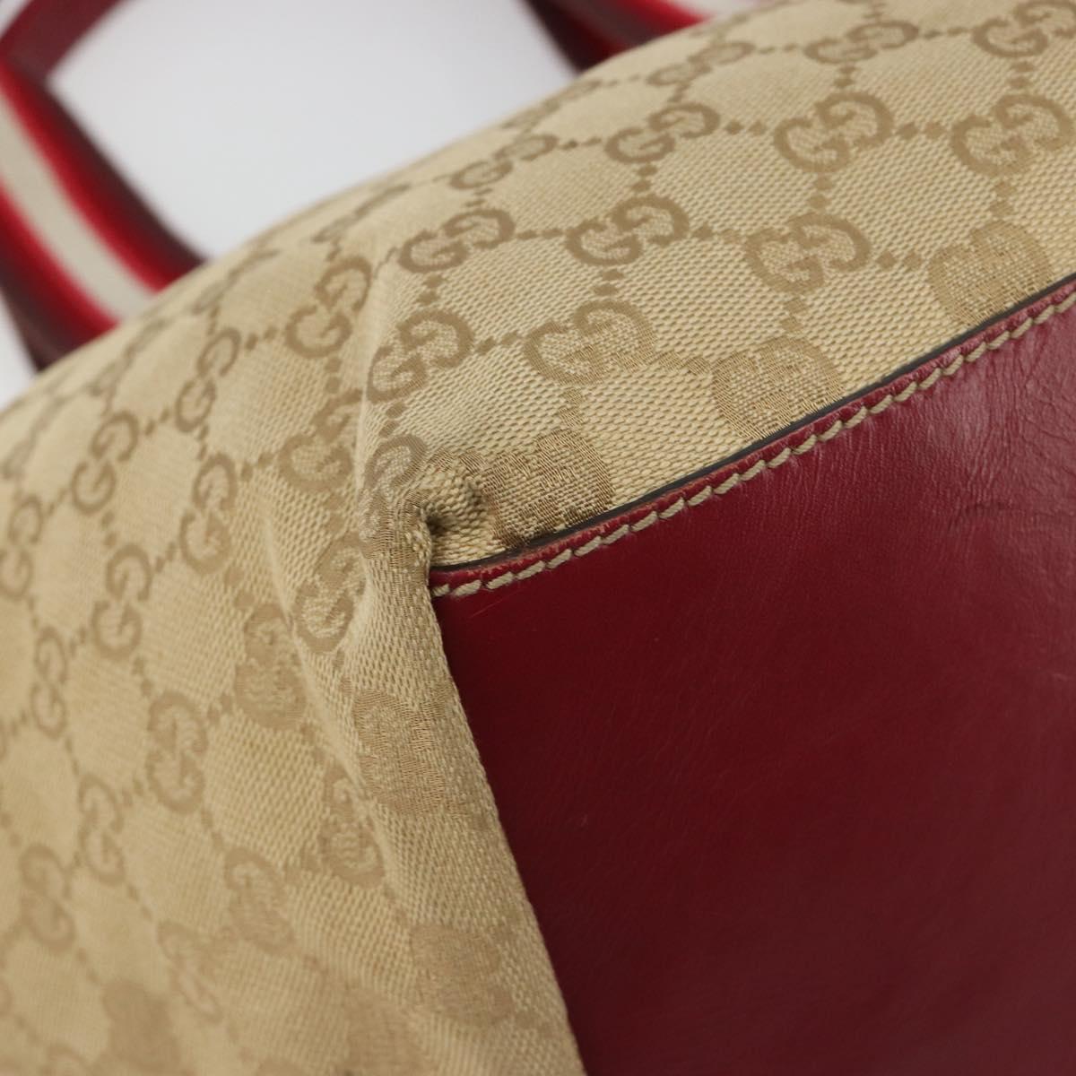 GUCCI GG Canvas Sherry Line Hand Bag Beige Gold 131230 Auth 184991A