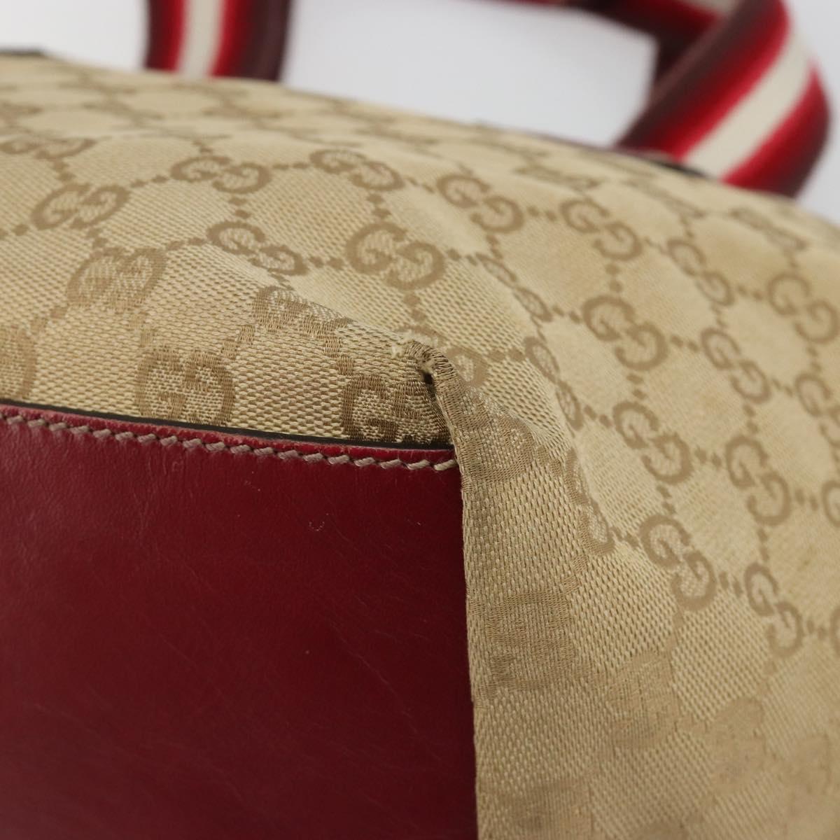 GUCCI GG Canvas Sherry Line Hand Bag Beige Gold 131230 Auth 184991A