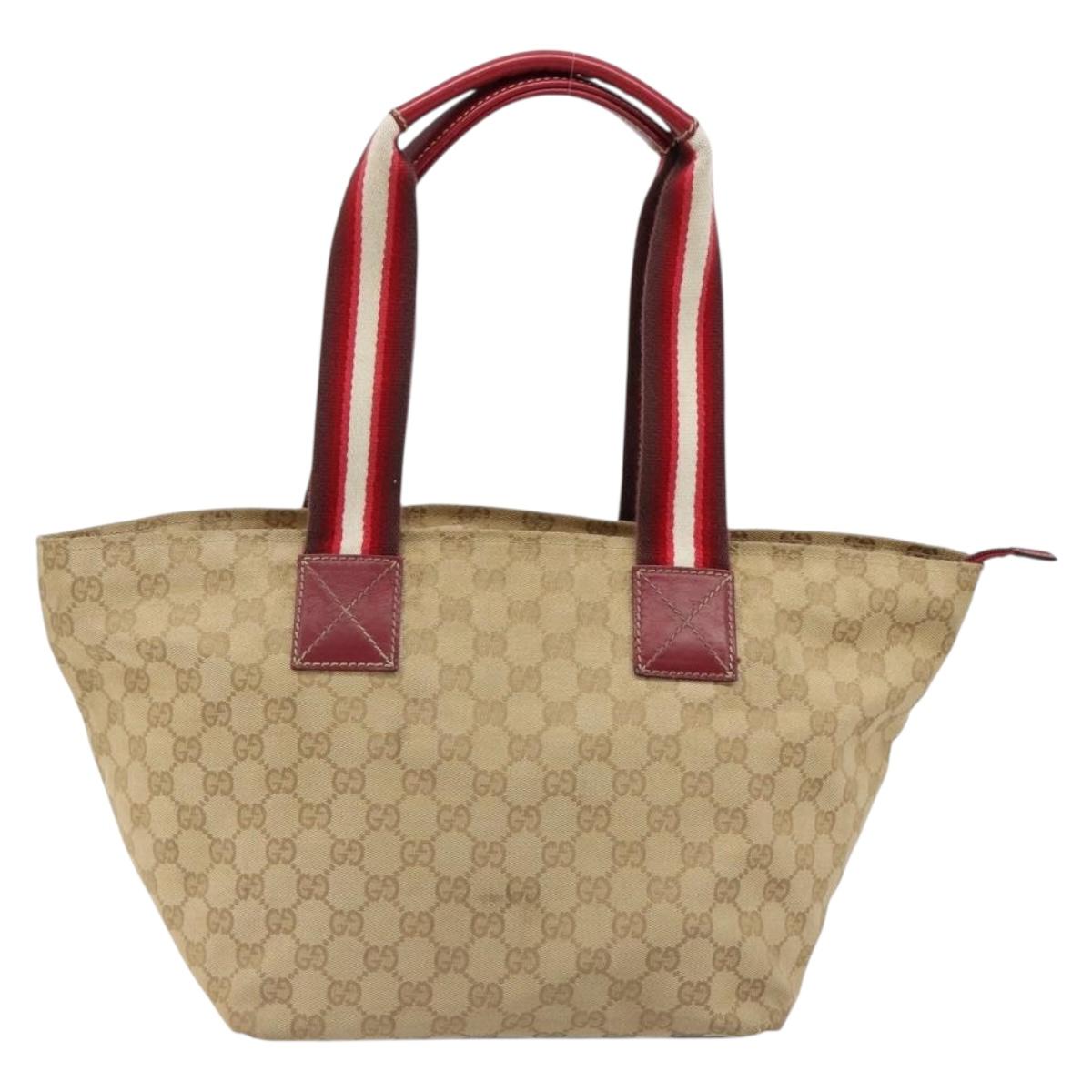 GUCCI GG Canvas Sherry Line Hand Bag Beige Gold 131230 Auth 184991A