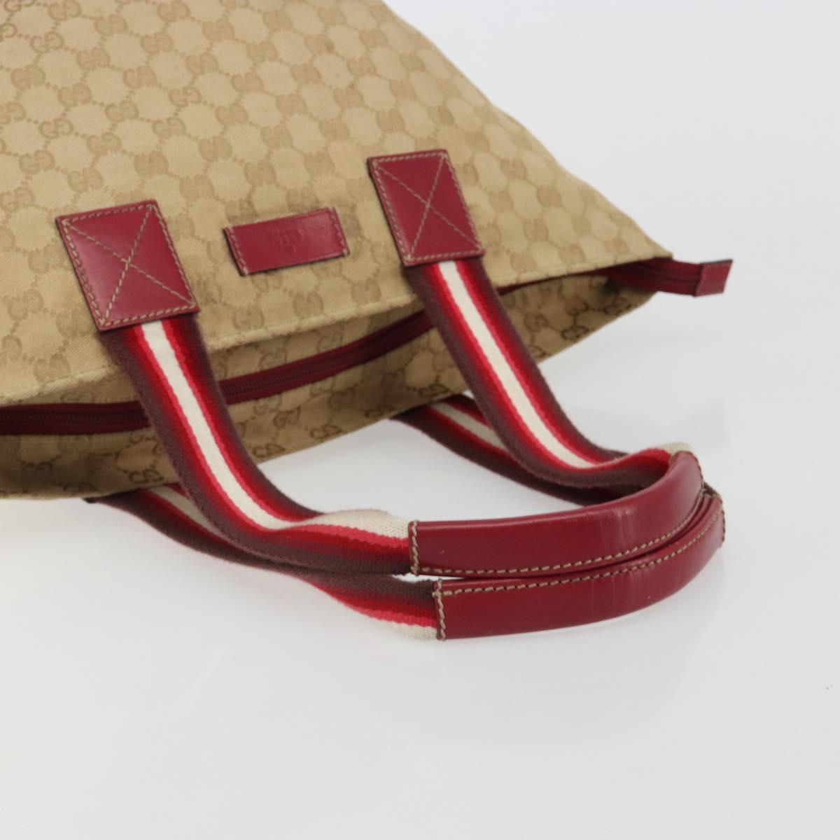 GUCCI GG Canvas Sherry Line Hand Bag Beige Gold 131230 Auth 184991A