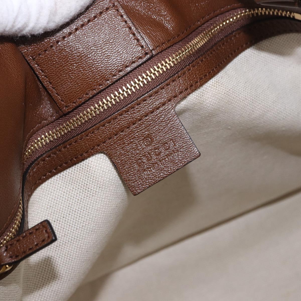 GUCCI Horsebit Tote Bag Leather Brown Gold 623694 Auth 184994V