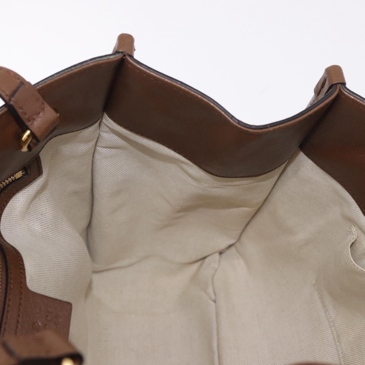 GUCCI Horsebit Tote Bag Leather Brown Gold 623694 Auth 184994V