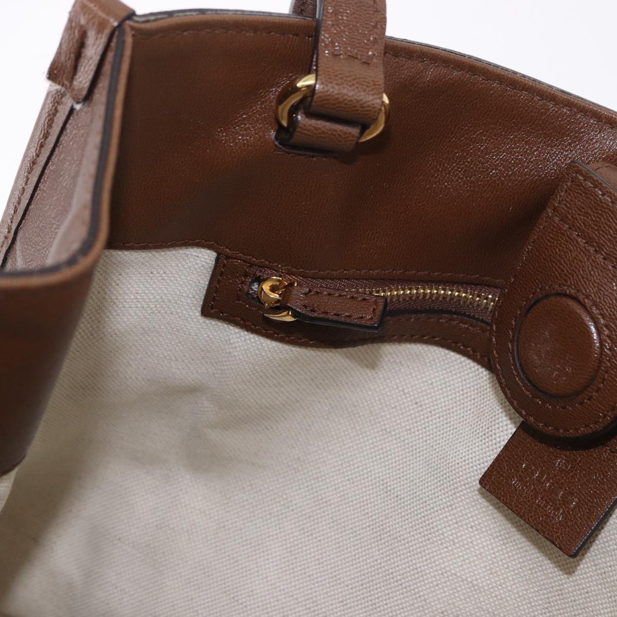 GUCCI Horsebit Tote Bag Leather Brown Gold 623694 Auth 184994V