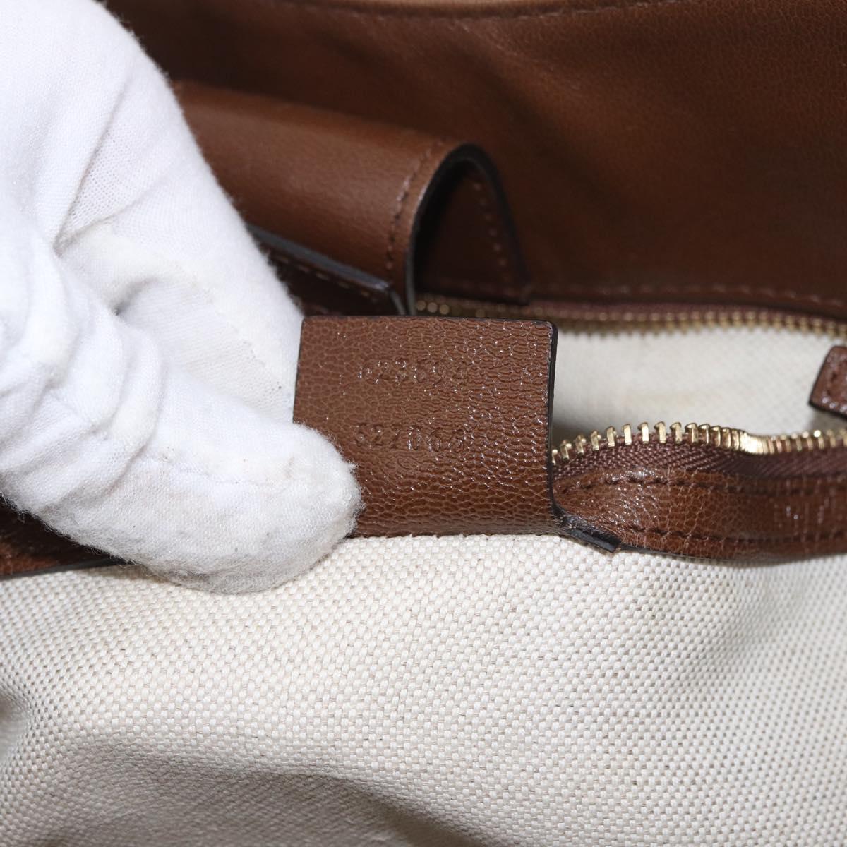 GUCCI Horsebit Tote Bag Leather Brown Gold 623694 Auth 184994V