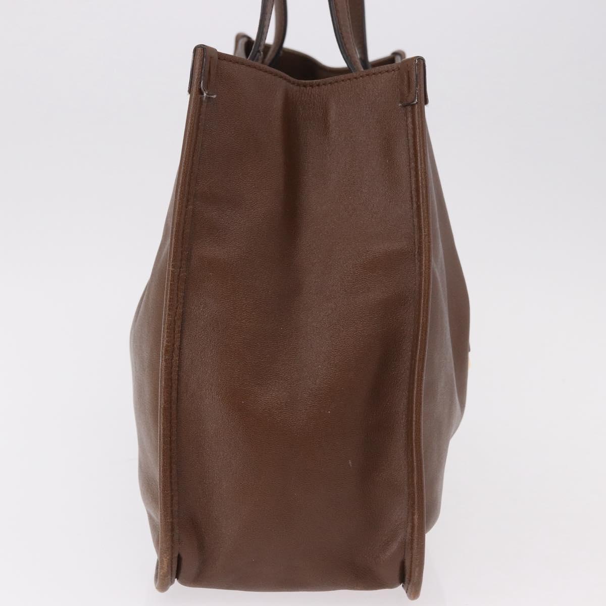 GUCCI Horsebit Tote Bag Leather Brown Gold 623694 Auth 184994V