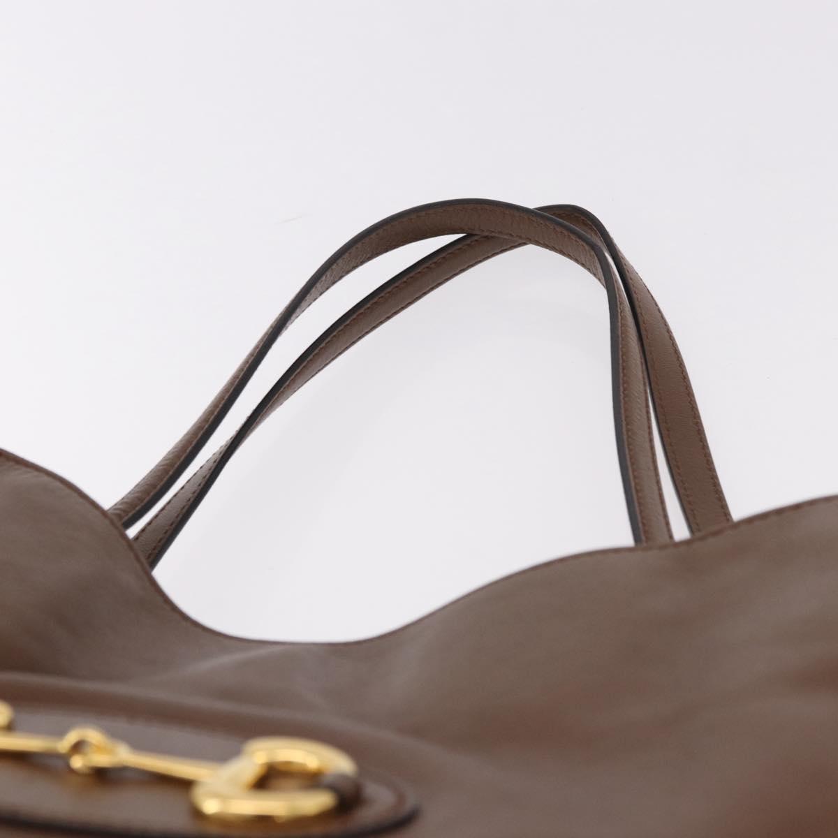 GUCCI Horsebit Tote Bag Leather Brown Gold 623694 Auth 184994V
