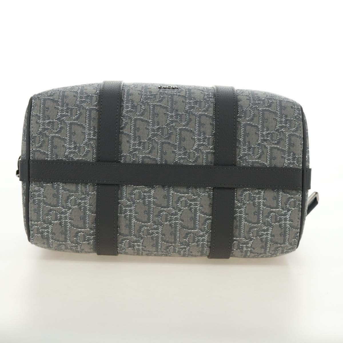 Christian Dior Trotter Canvas Boston Bag 2way Gray Silver Auth 184998SM