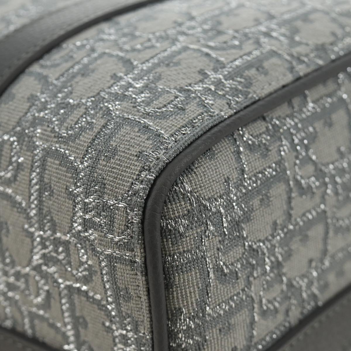 Christian Dior Trotter Canvas Boston Bag 2way Gray Silver Auth 184998SM