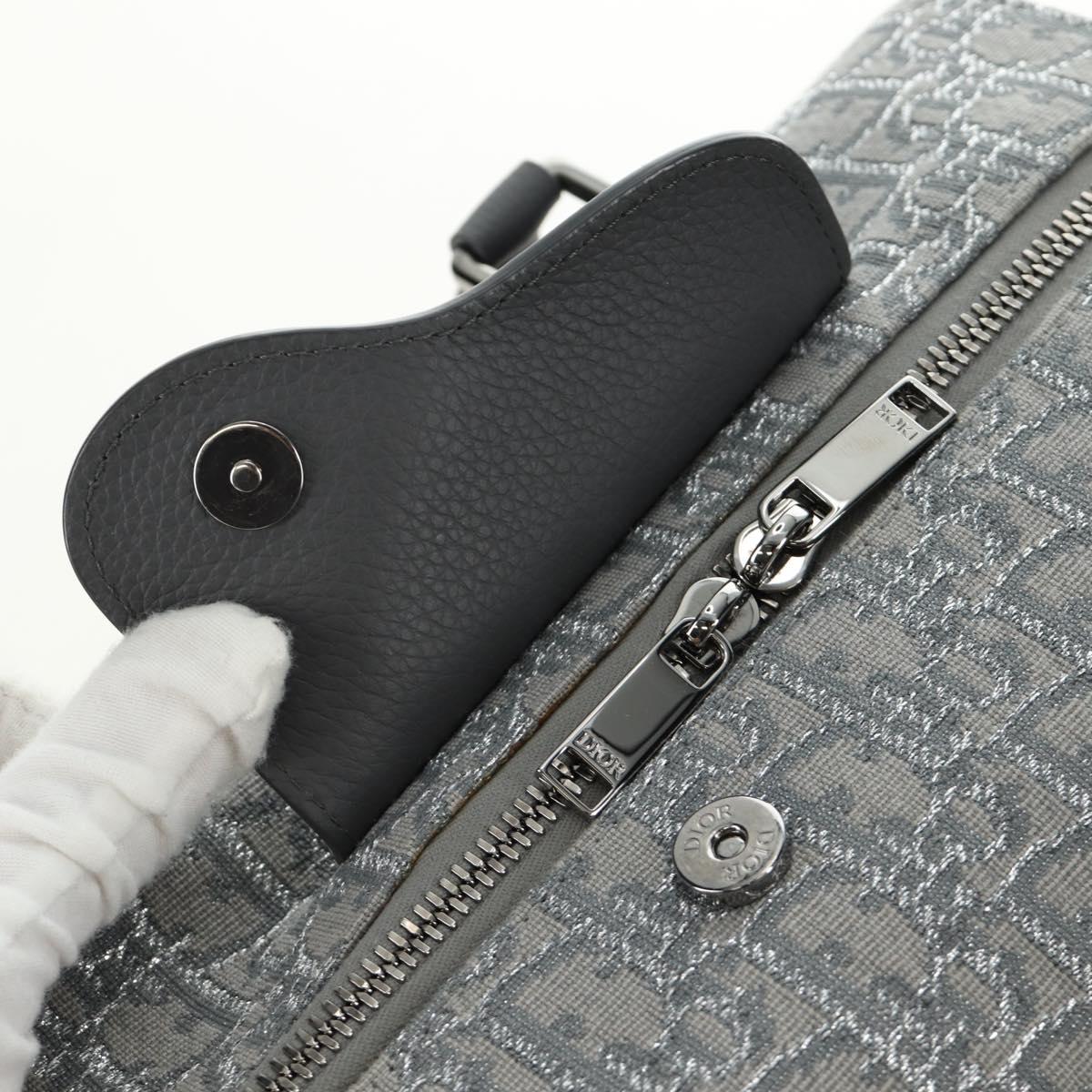 Christian Dior Trotter Canvas Boston Bag 2way Gray Silver Auth 184998SM