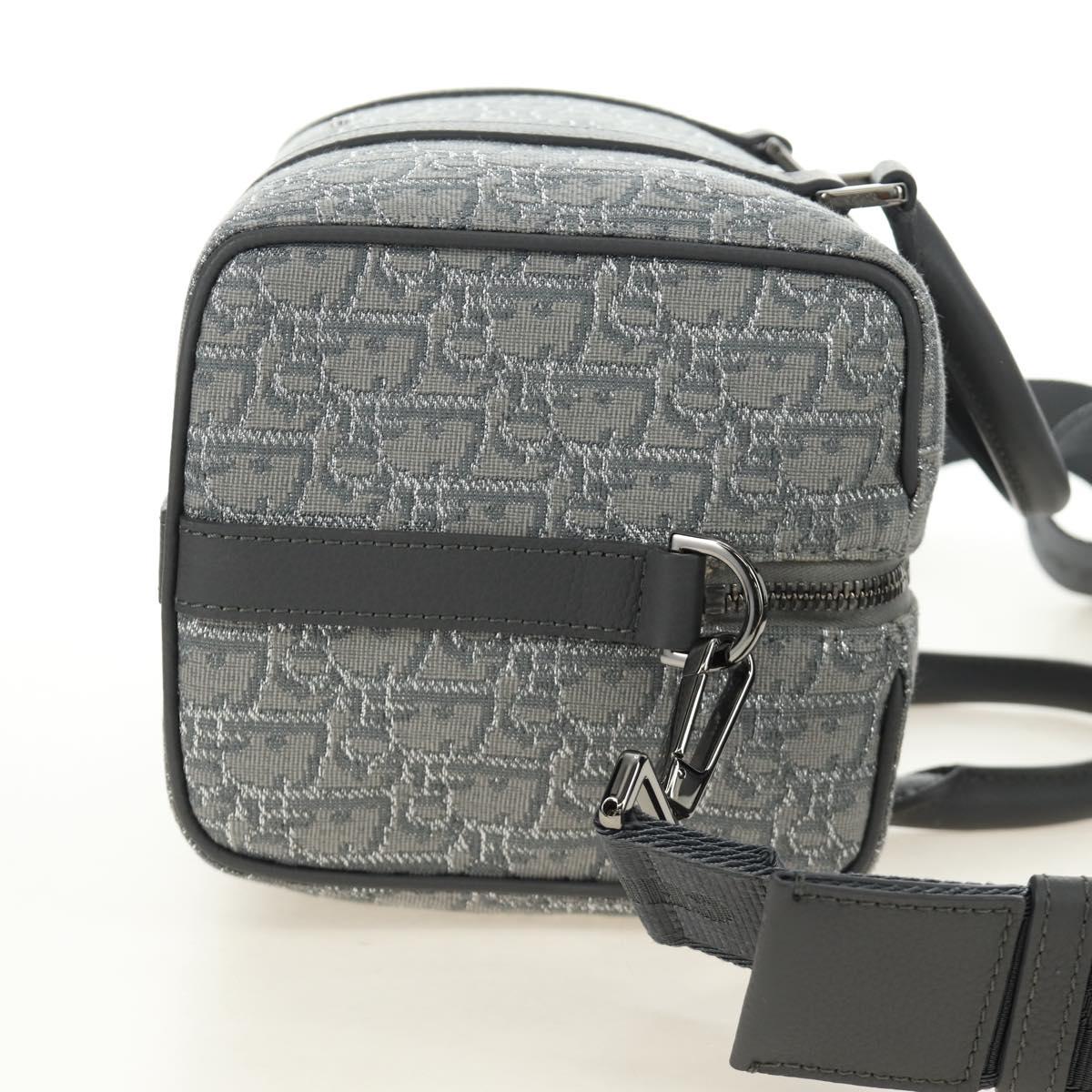 Christian Dior Trotter Canvas Boston Bag 2way Gray Silver Auth 184998SM