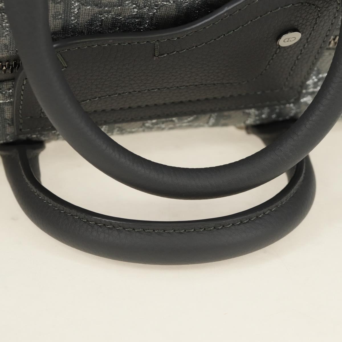 Christian Dior Trotter Canvas Boston Bag 2way Gray Silver Auth 184998SM