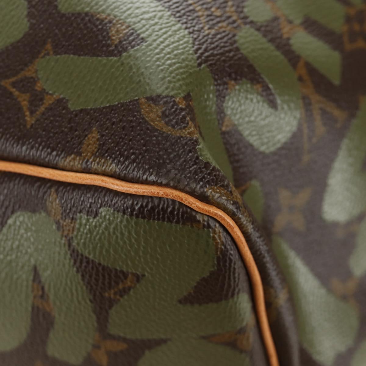 LOUIS VUITTON Monogram Graffiti Keepall 50 Boston Bag Khaki M92196 Auth 184999SV