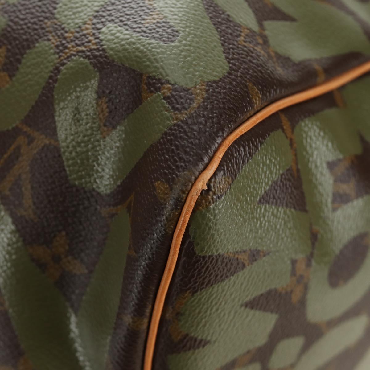 LOUIS VUITTON Monogram Graffiti Keepall 50 Boston Bag Khaki M92196 Auth 184999SV