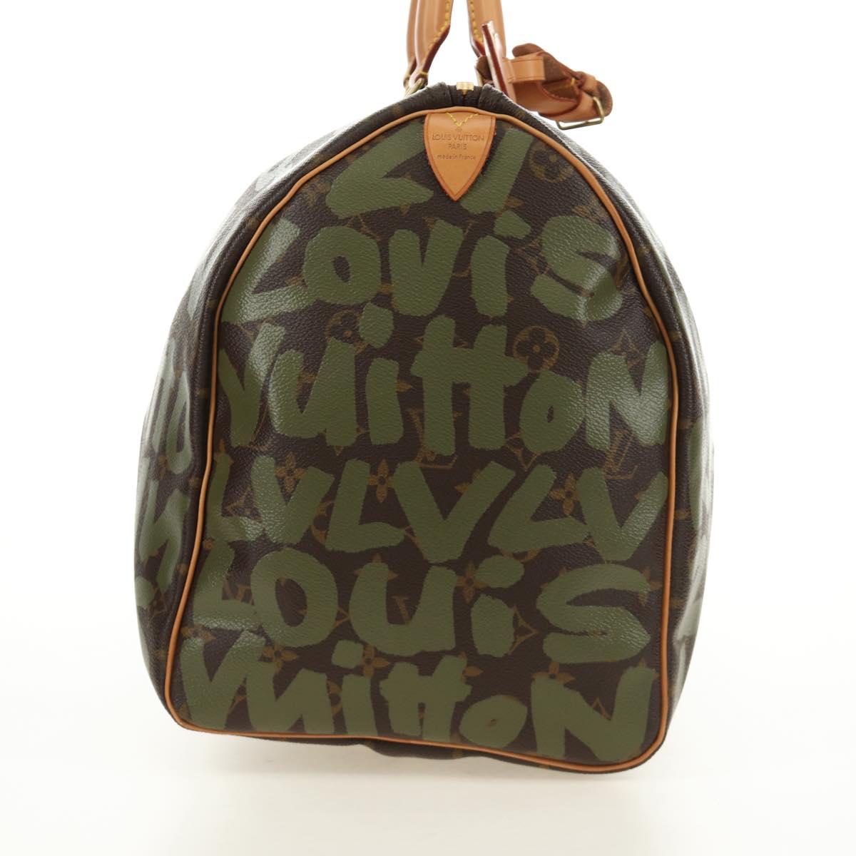 LOUIS VUITTON Monogram Graffiti Keepall 50 Boston Bag Khaki M92196 Auth 184999SV