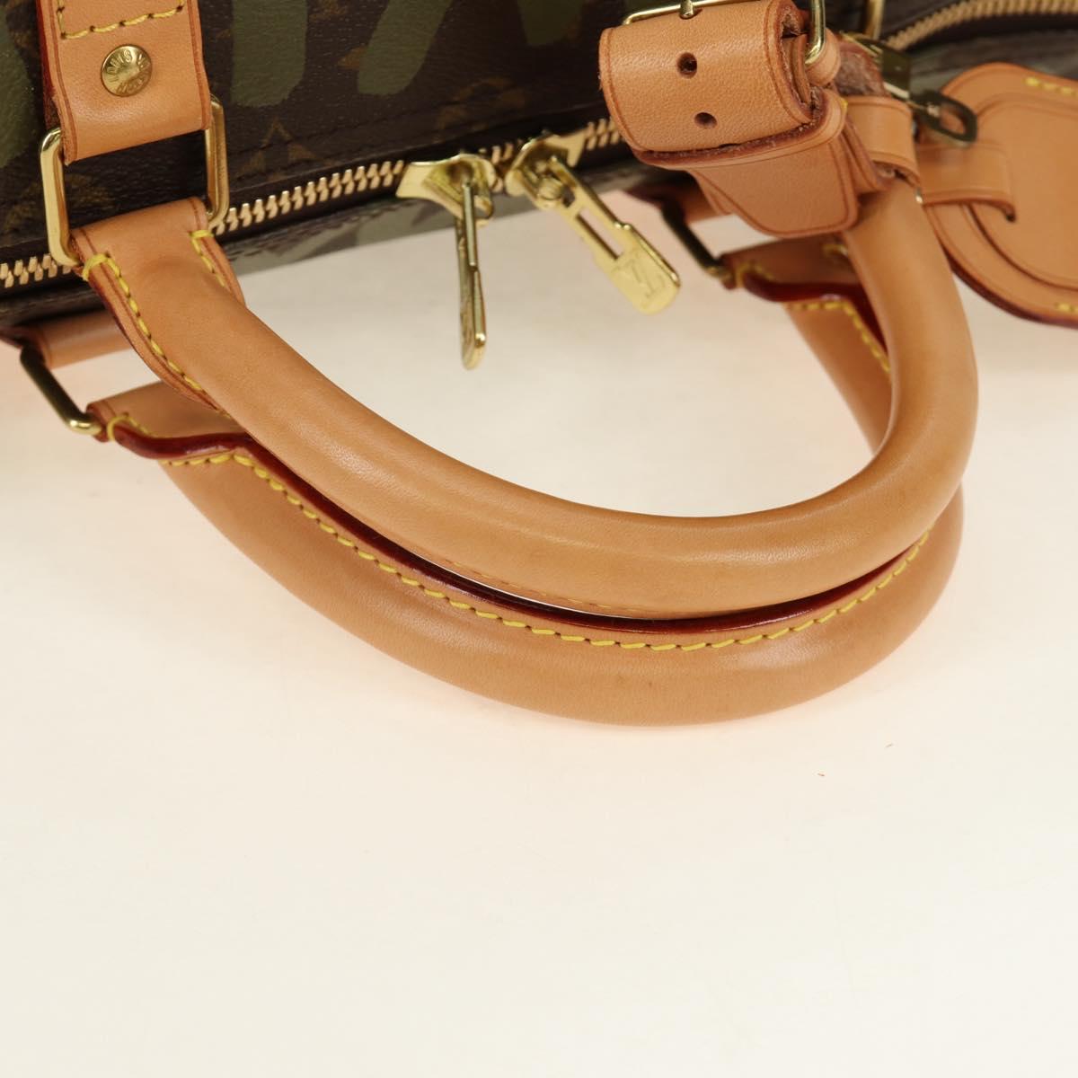 LOUIS VUITTON Monogram Graffiti Keepall 50 Boston Bag Khaki M92196 Auth 184999SV