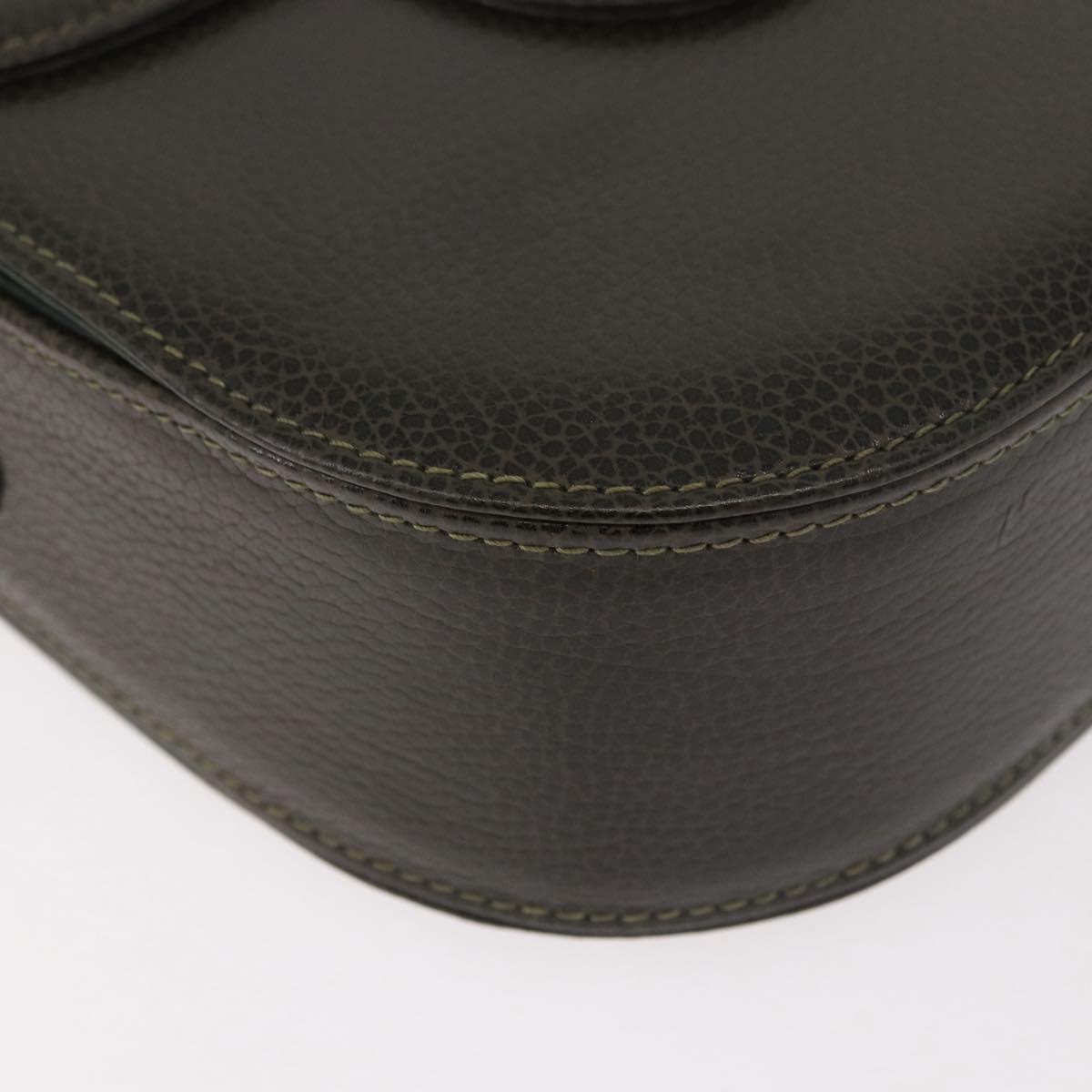 BALLY Shoulder Bag Leather Green Gold Auth 185005