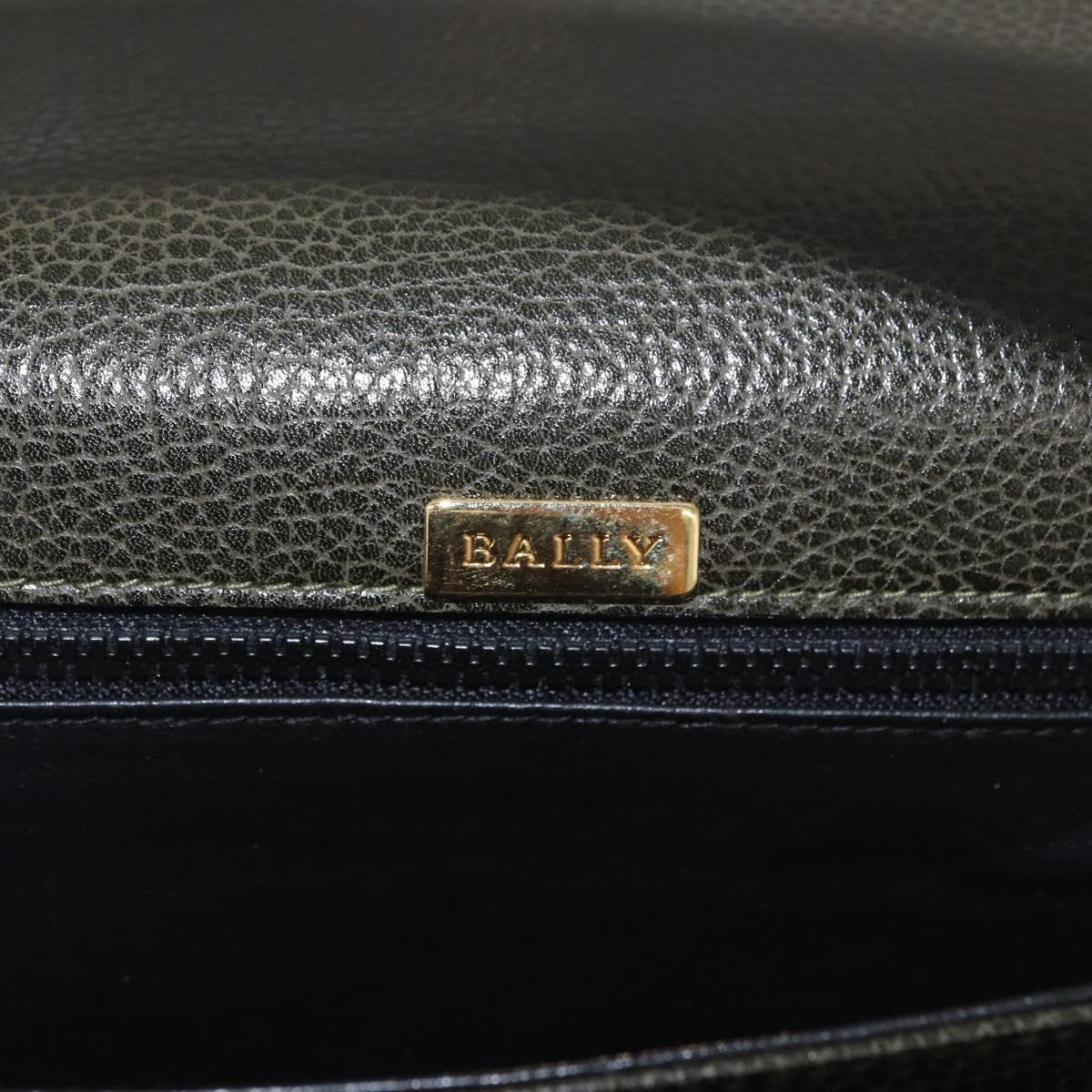 BALLY Shoulder Bag Leather Green Gold Auth 185005