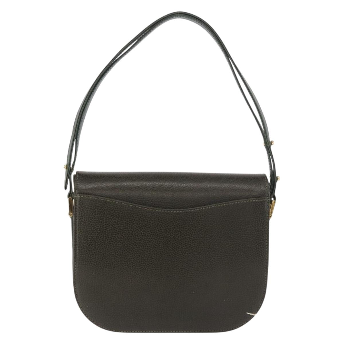 BALLY Shoulder Bag Leather Green Gold Auth 185005