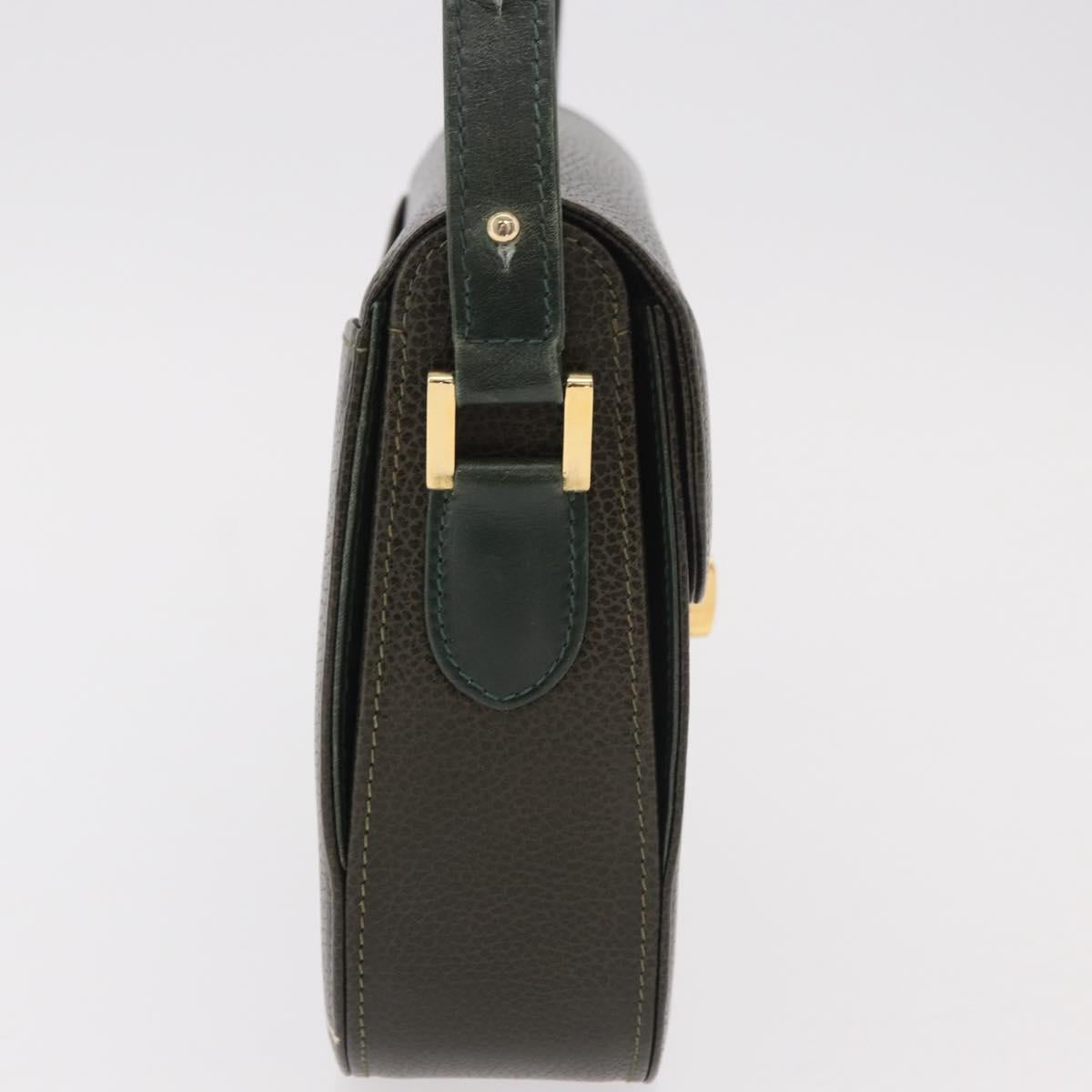 BALLY Shoulder Bag Leather Green Gold Auth 185005