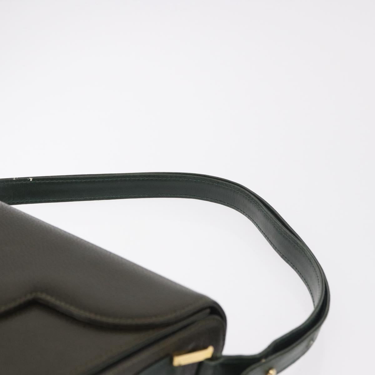 BALLY Shoulder Bag Leather Green Gold Auth 185005