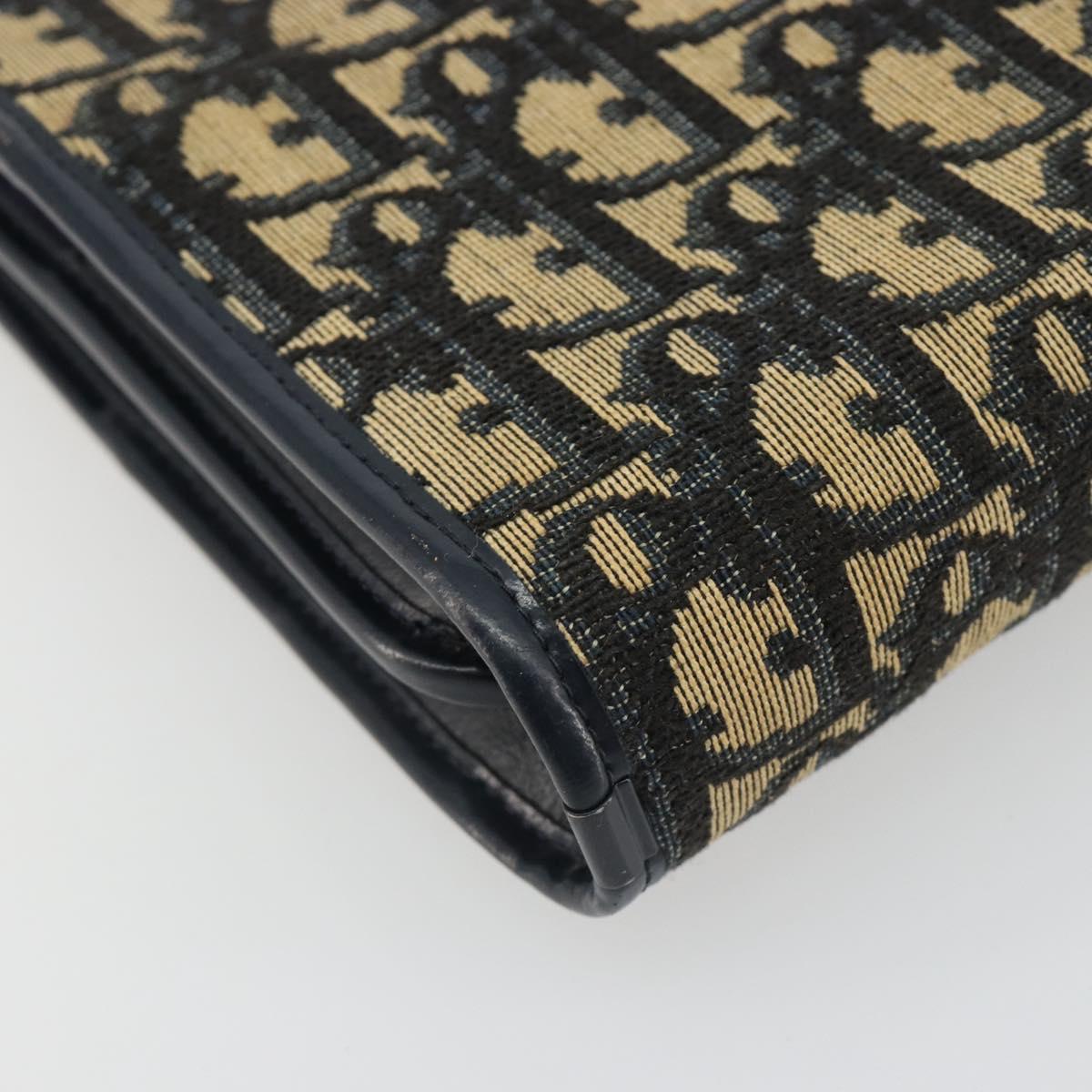 Christian Dior Trotter Canvas Shoulder Bag Navy Gold Auth 185007A