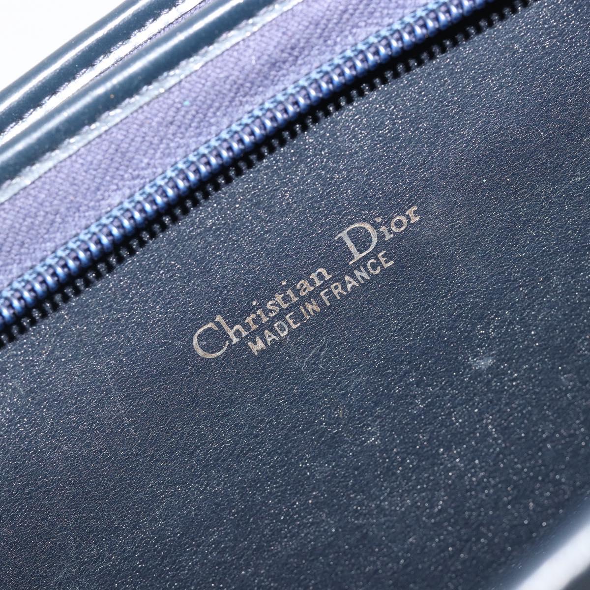 Christian Dior Trotter Canvas Shoulder Bag Navy Gold Auth 185007A