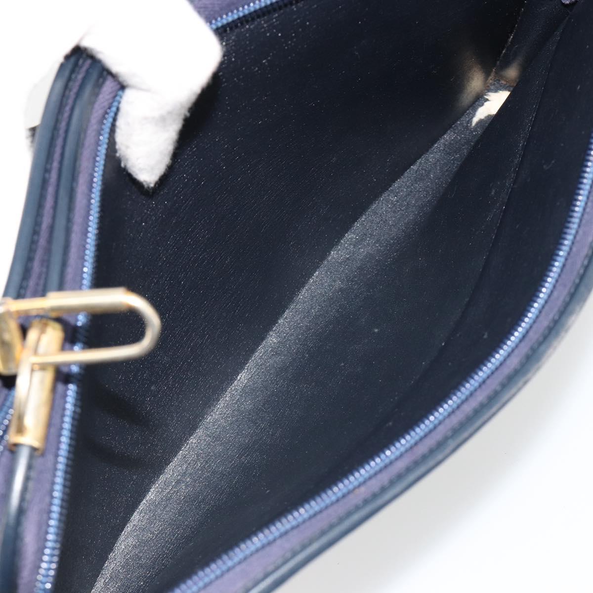 Christian Dior Trotter Canvas Shoulder Bag Navy Gold Auth 185007A