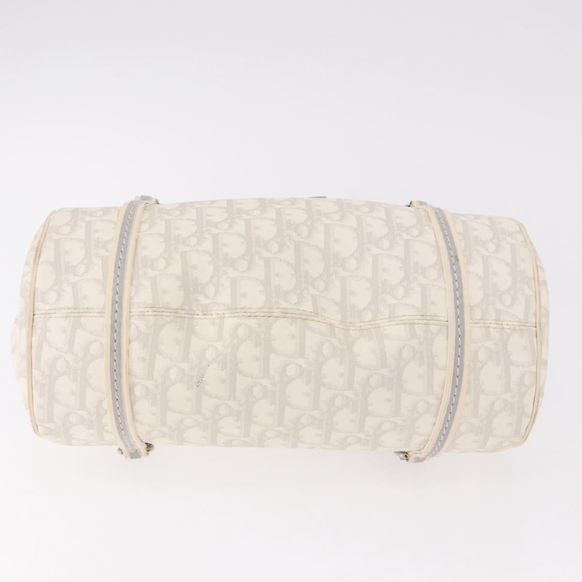 Christian Dior Trotter Canvas Romantic Chain Bag PVC White Silver Auth 185008SAV