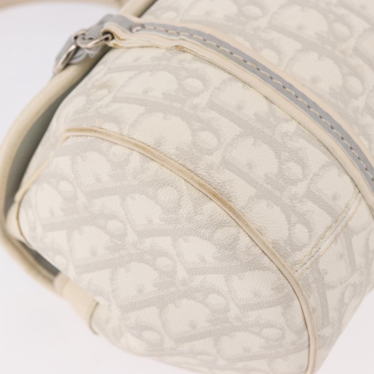 Christian Dior Trotter Canvas Romantic Chain Bag PVC White Silver Auth 185008SAV