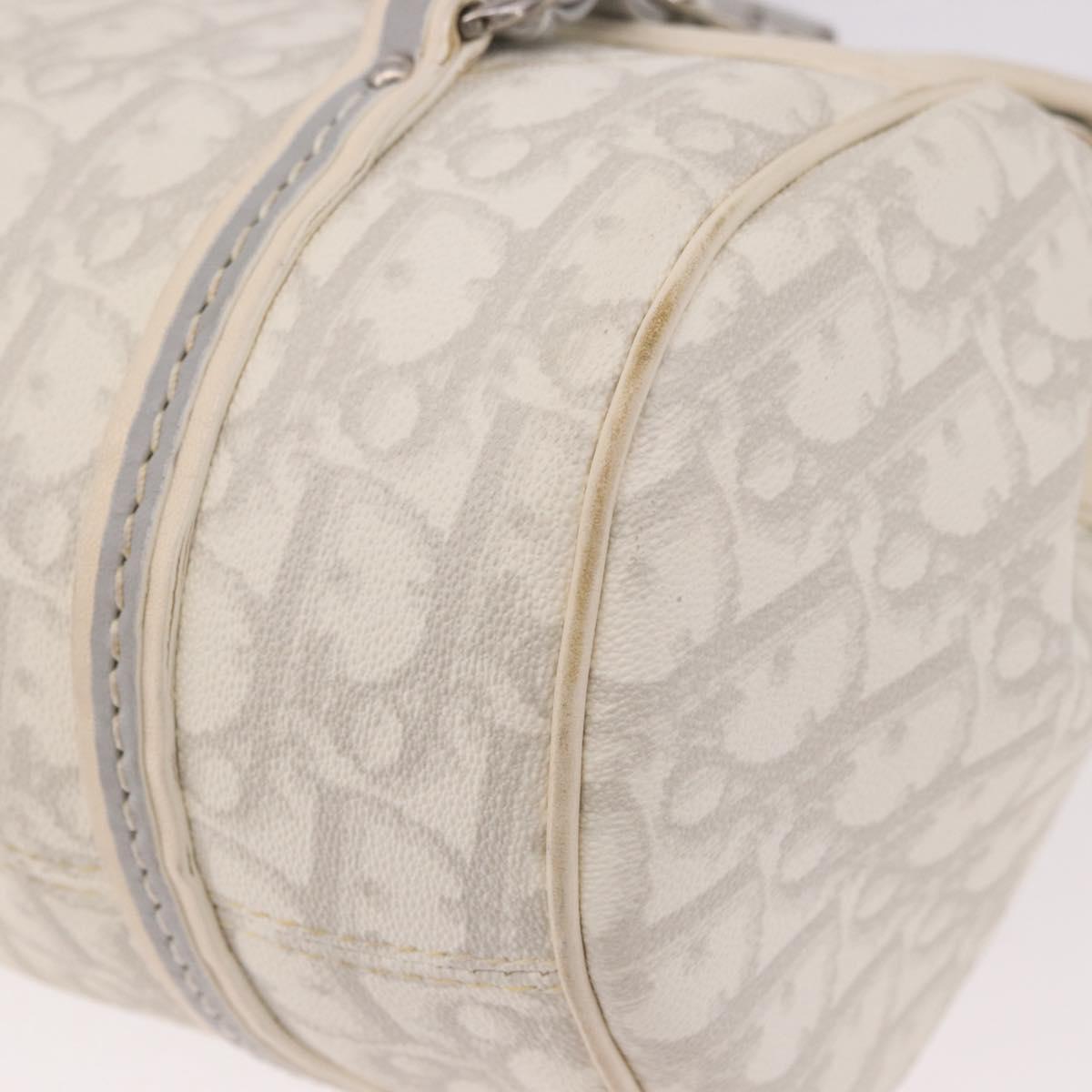 Christian Dior Trotter Canvas Romantic Chain Bag PVC White Silver Auth 185008SAV