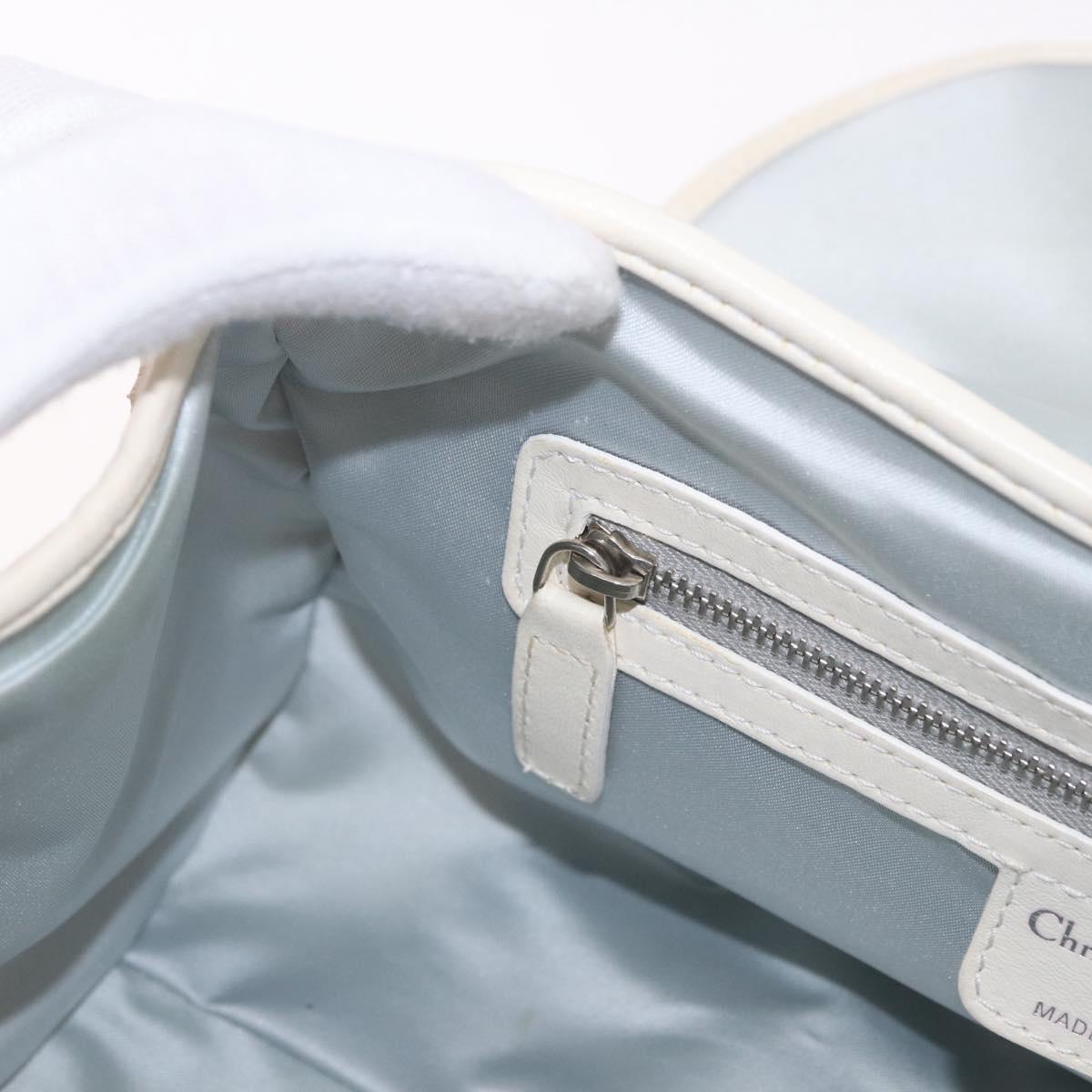 Christian Dior Trotter Canvas Romantic Chain Bag PVC White Silver Auth 185008SAV