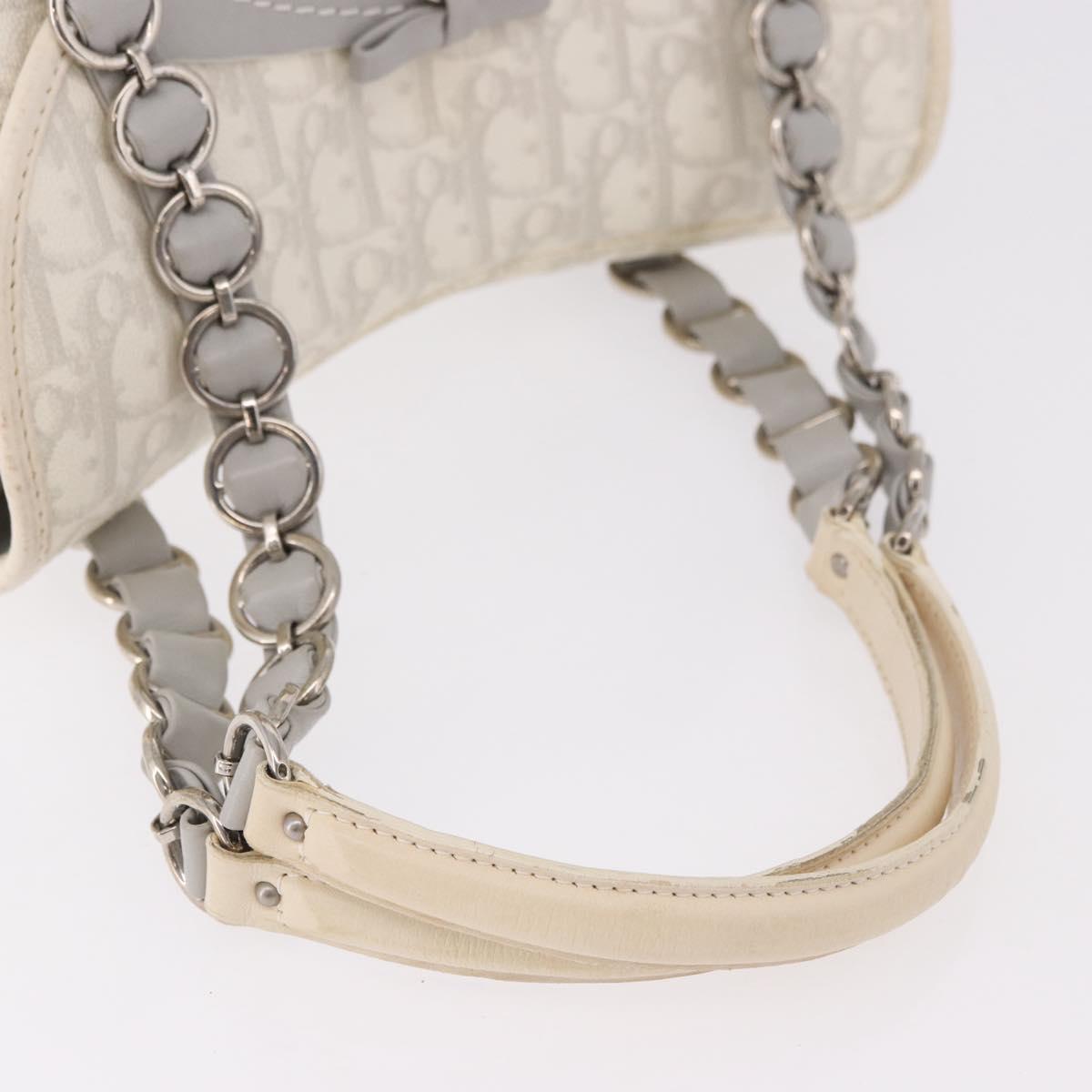 Christian Dior Trotter Canvas Romantic Chain Bag PVC White Silver Auth 185008SAV