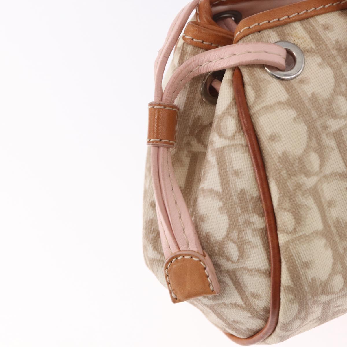 Christian Dior Trotter Canvas Romantic Hand Bag PVC Beige Silver Auth 185009SAM