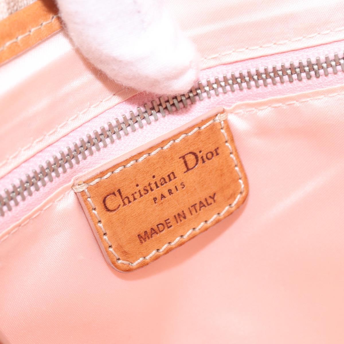 Christian Dior Trotter Canvas Romantic Hand Bag PVC Beige Silver Auth 185009SAM