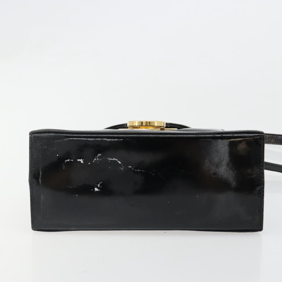 Salvatore Ferragamo Gancini Hand Bag Leather 2way Black Gold Auth 185010