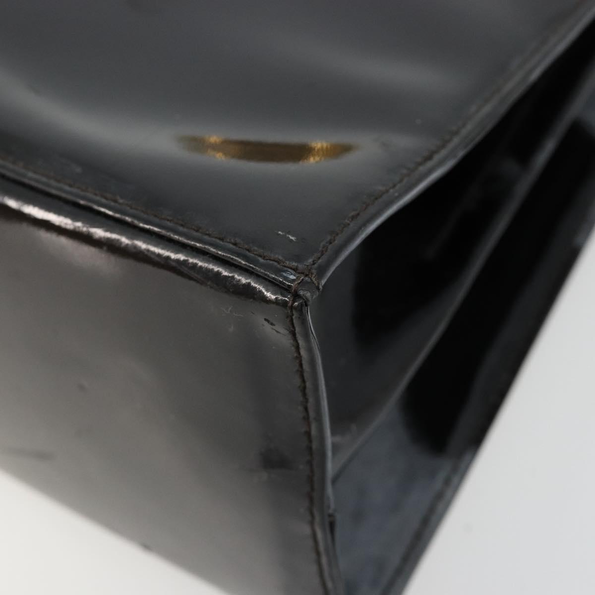 Salvatore Ferragamo Gancini Hand Bag Leather 2way Black Gold Auth 185010