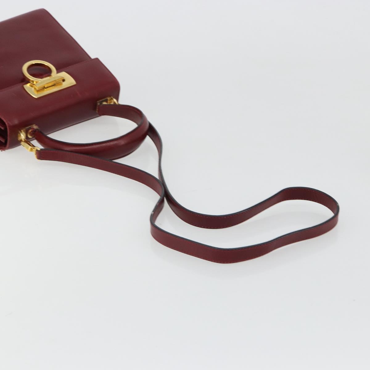 Salvatore Ferragamo Gancini Hand Bag Leather 2way Red Gold Auth 185011