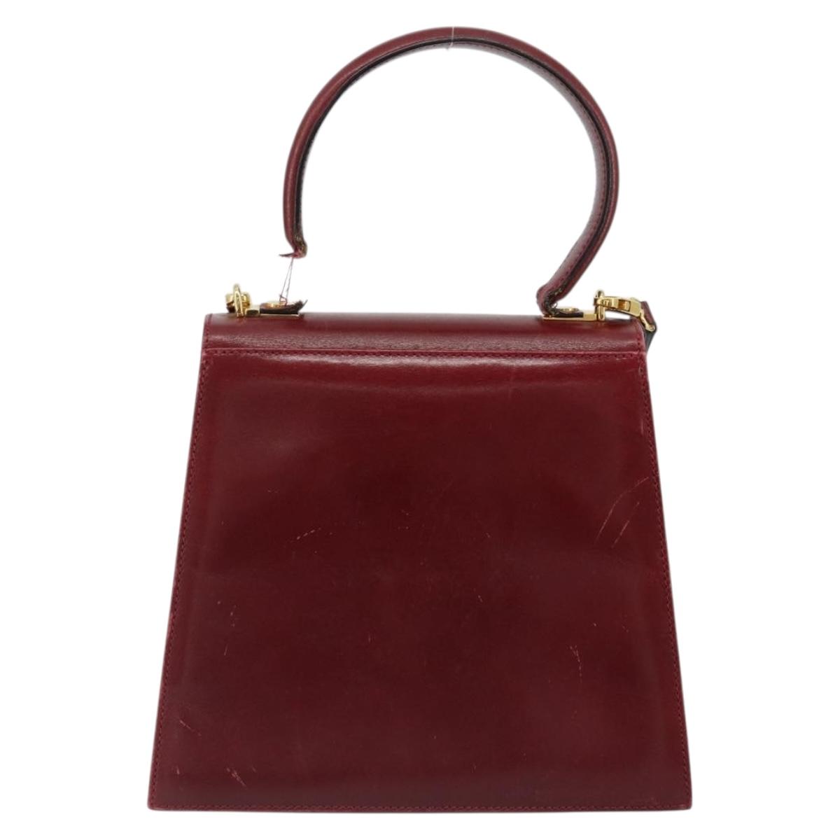 Salvatore Ferragamo Gancini Hand Bag Leather 2way Red Gold Auth 185011