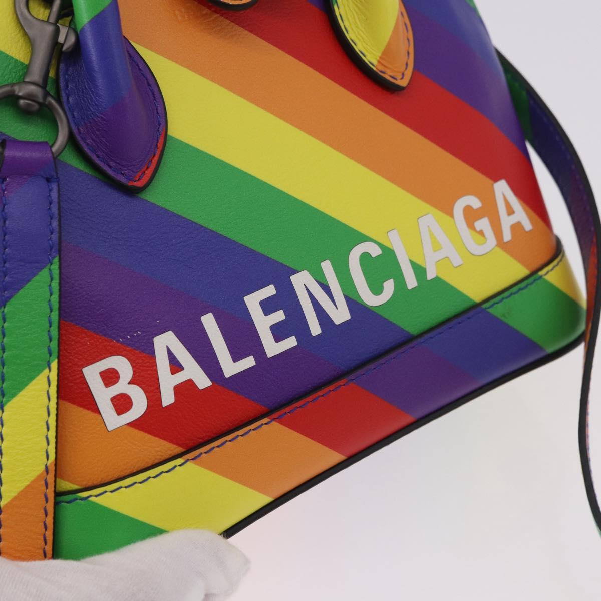 BALENCIAGA Ville XXS Hand Bag Leather 2way Rainbow 550646 Auth 185014M
