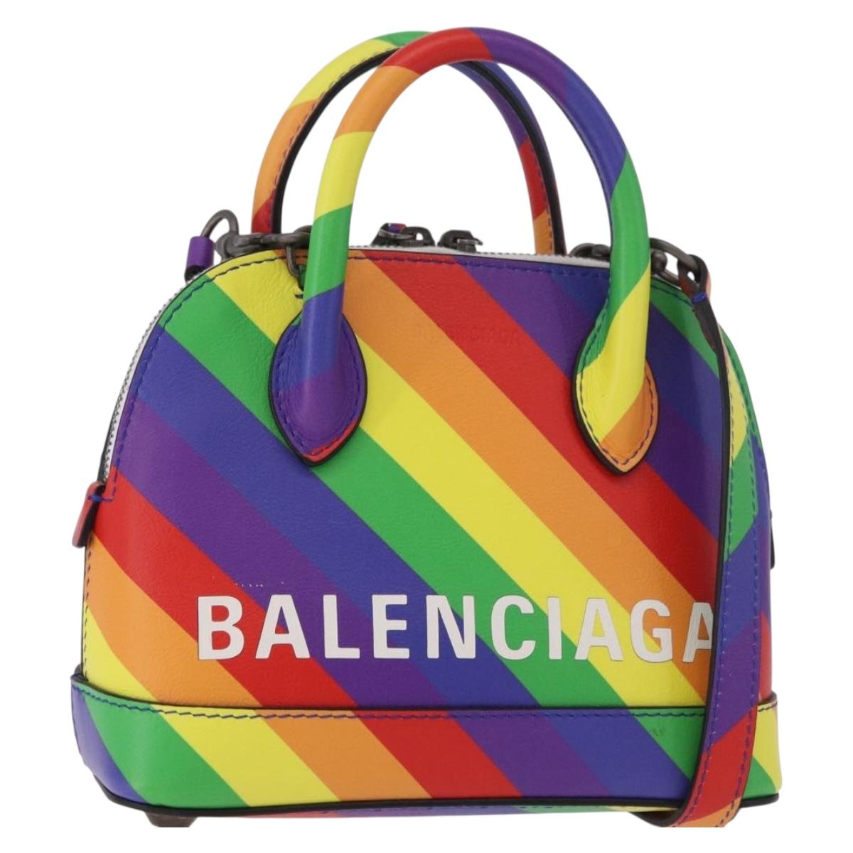 BALENCIAGA Ville XXS Hand Bag Leather 2way Rainbow 550646 Auth 185014M