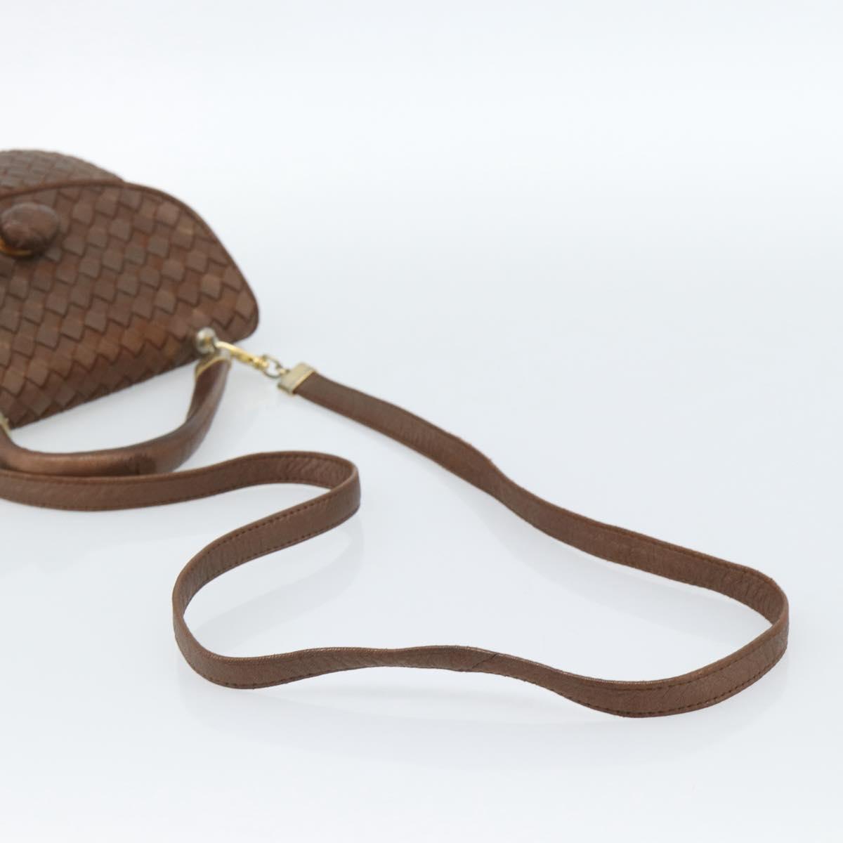 BOTTEGA VENETA INTRECCIATO Hand Bag Leather 2way Bronze Gold Auth 185015