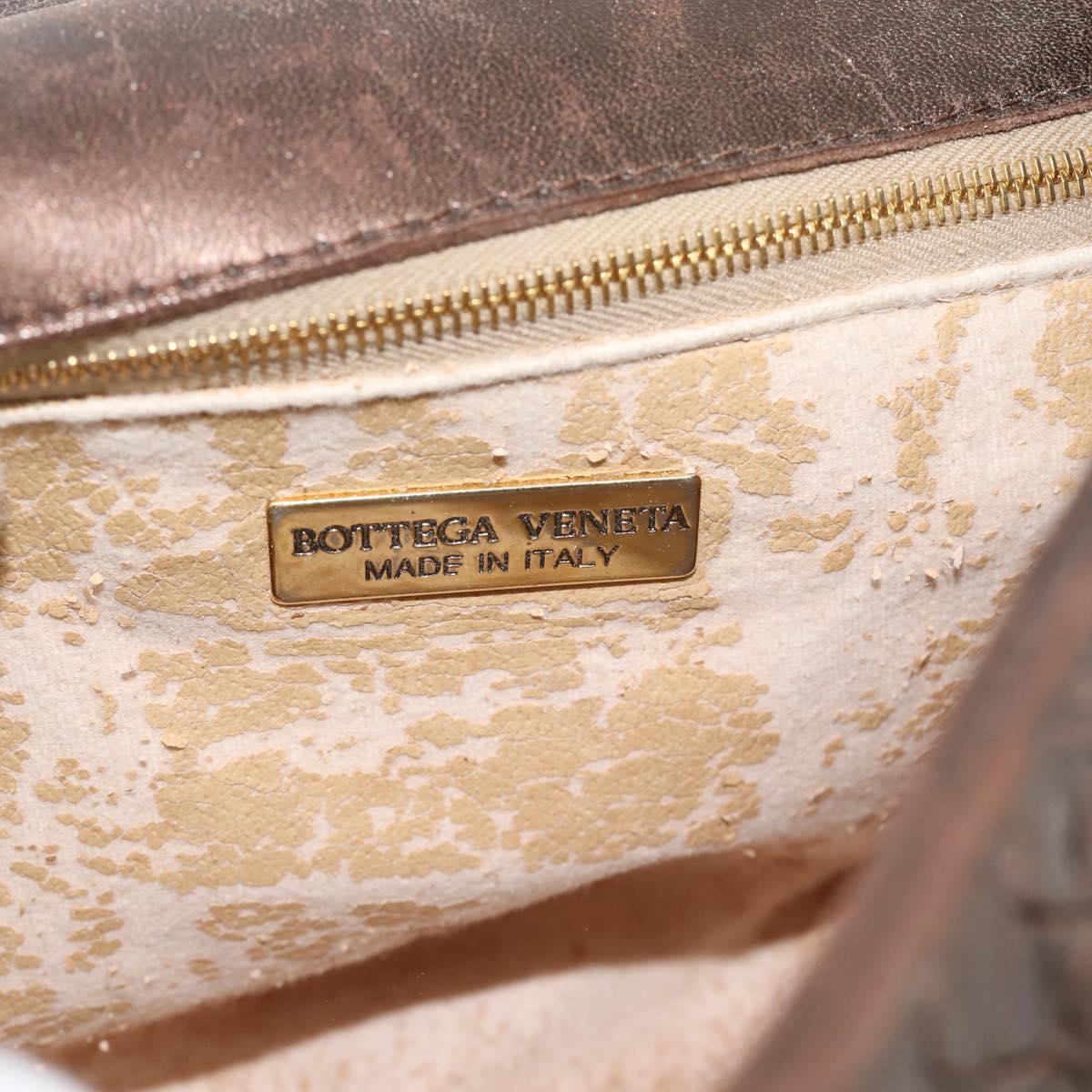 BOTTEGA VENETA INTRECCIATO Hand Bag Leather 2way Bronze Gold Auth 185015