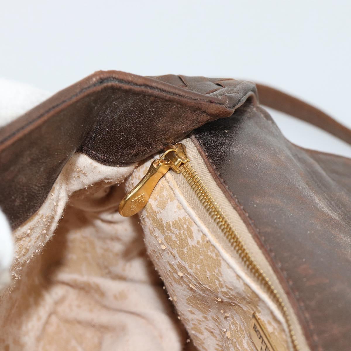 BOTTEGA VENETA INTRECCIATO Hand Bag Leather 2way Bronze Gold Auth 185015